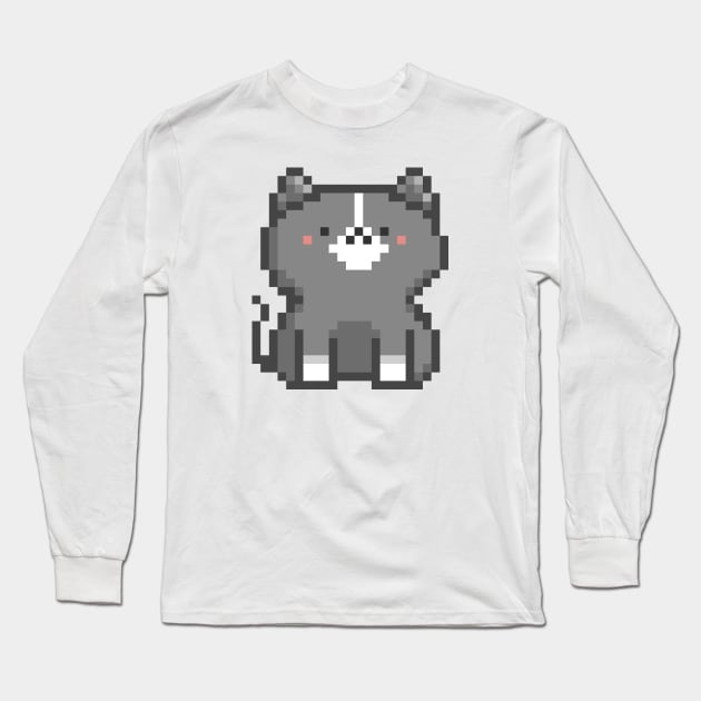 Pixel Quiet Cat 22 Long Sleeve T-Shirt by Infinite Mew Mew